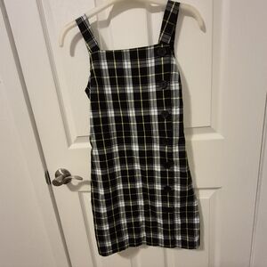 Women Overall Skirt in Black, White, and Yellow